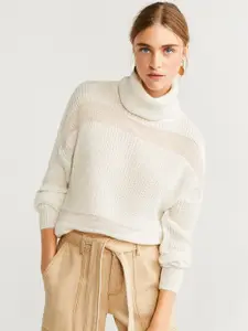 MANGO Women White Solid Sweater