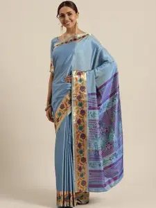 Saree mall Blue Solid Saree