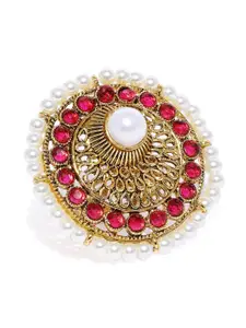 Zaveri Pearls Women Gold-Toned & Red Finger Ring