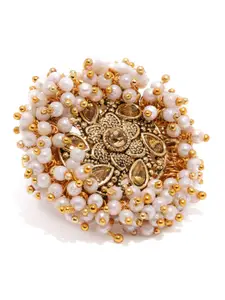 Zaveri Pearls Gold-Plated Pearls Cluster Studded Adjustable Finger Ring