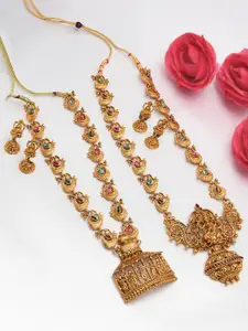 Zaveri Pearls Women Gold-Plated Set Of 2 Ethnic Temple Necklace Set