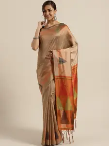 Saree mall Beige Woven Design Saree