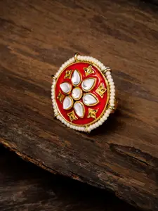 Zaveri Pearls Women Gold-Toned & Red Meenakari Finger Ring