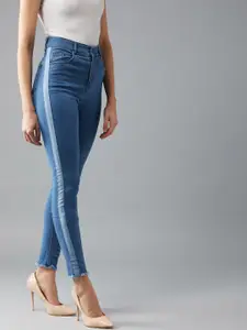 DOLCE CRUDO Women Blue Skinny Fit High-Rise Clean Look Stretchable Jeans