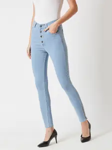 Miss Chase Women Blue Skinny Fit High-Rise Clean Look Stretchable Jeans