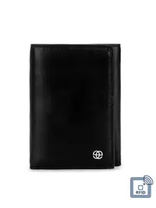 Eske Men Black Solid Leather Two Fold Wallet