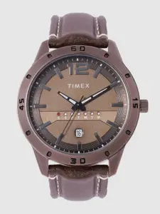 Timex Men Brown Leather Analogue Watch TW000U936