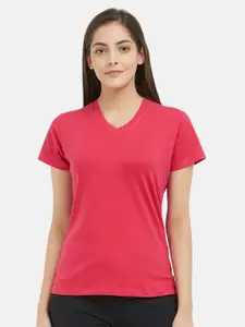 Fruit of the loom Women Pink Solid Lounge T-Shirt