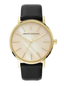 Armani Exchange Women Black & Gold-Toned Analogue Watch