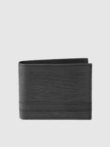 Woodland Woodland Men Black Textured Leather Two Fold Wallet