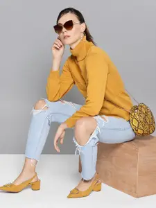 STREET 9 Women Mustard Yellow Solid Sweater