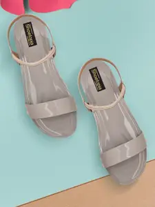 Shoetopia Women Grey Solid Sandals
