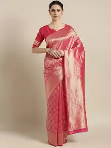 Shaily Pink Woven Design Banarasi Saree