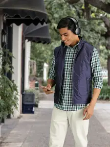 HIGHLANDER Men Navy Blue Solid Hooded Padded Jacket