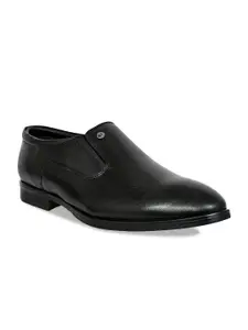 Allen Cooper Men Black Solid Formal Slip-On Leather Shoes