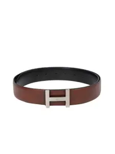 Tommy Hilfiger Men Brown & Black Textured Reversible Belt