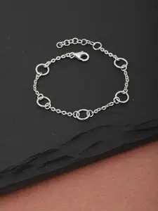 Carlton London Silver-Toned Rhodium-Plated Link Bracelet