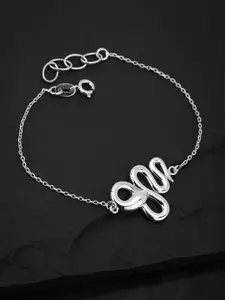 Carlton London Silver-Toned Rhodium-Plated Bracelet with Snake Detail