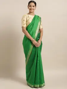 Mitera Green & Blue Linen Blend Woven Design Bhagalpuri Saree