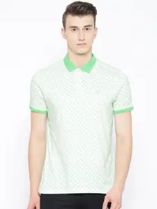Blackberrys Men Off-White & Green Printed Polo Collar T-shirt