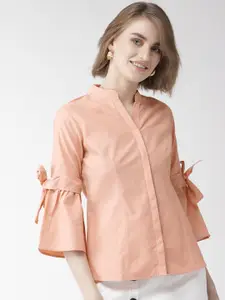 Style Quotient Women Peach-Coloured Classic Regular Fit Solid Casual Shirt