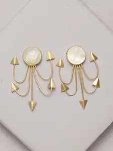 PANASH Gold-Toned & Off-White Classic Drop Earrings