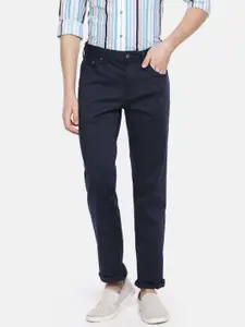 Calvin Klein Jeans Men Navy Blue Slim Fit Solid Regular Trousers