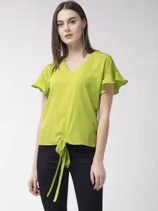 Style Quotient Women Fluorescent Green Solid Top