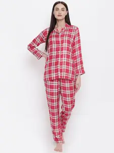 Sweet Dreams Women Red Checked Night suit