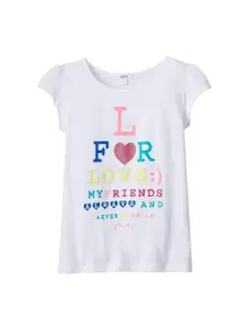 Sera Girls White Printed T-shirt