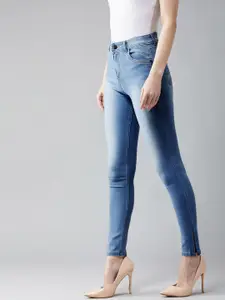 DOLCE CRUDO Women Blue Skinny Fit High-Rise Clean Look Stretchable Jeans