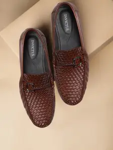 INVICTUS Men Brown Woven Design Smart Casual Driving Shoes