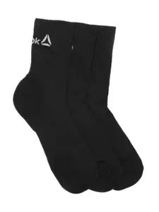 Reebok Men Black Pack of 3 Solid Above Ankle Length Training Socks