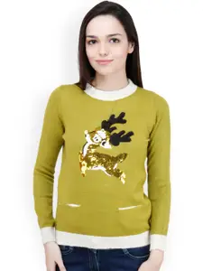 Camey Green Printed Sweater