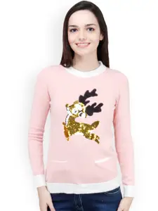 Camey Pink Printed Sweater