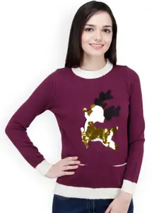 Camey Burgundy Printed Sweater