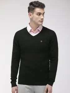 Raymond Men Black Self Design Pullover Sweater