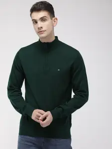 Raymond Men Green Solid Pullover Sweater