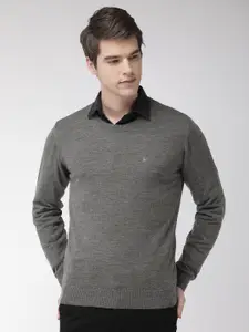 Raymond Men Charcoal Grey Solid Sweater