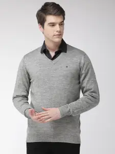 Raymond Men Grey Solid Sweater