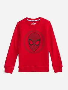 Kids Ville Boys Red Spider-Man Print Round Neck Sweatshirt