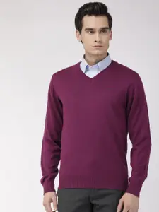 Raymond Men Violet Solid Pullover Sweater