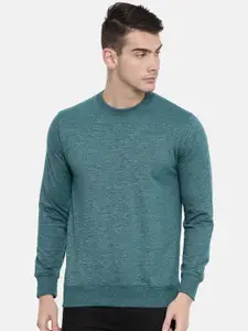 ARISE Men Teal Blue Solid Pullover Sweatshirt