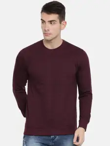 ARISE Men Burgundy Solid Sweatshirt