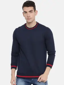 ARISE Men Navy Blue Solid Pullover Sweatshirt