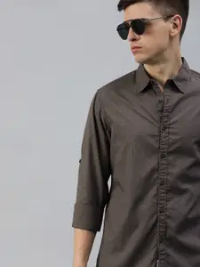 The Roadster Lifestyle Co Men Charcoal Grey & Black Regular Fit Printed Casual Shirt