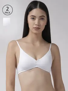Marks & Spencer Pack of 2 White Solid Non-Wired Lightly Padded Everyday Bras T339430