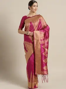 Saree mall Pink & Beige Woven Design Saree