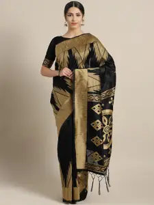 Saree mall Black & Beige Solid Saree