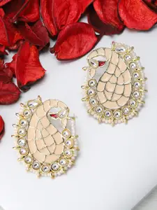 Rubans Gold-Toned & Peach-Coloured Floral Studs